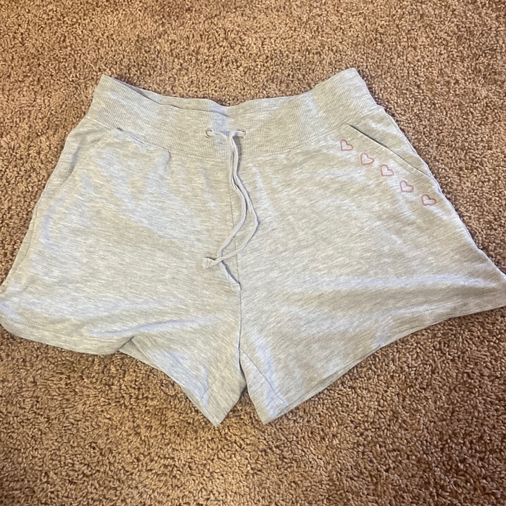 Grey shorts with 3 hearts on the side
